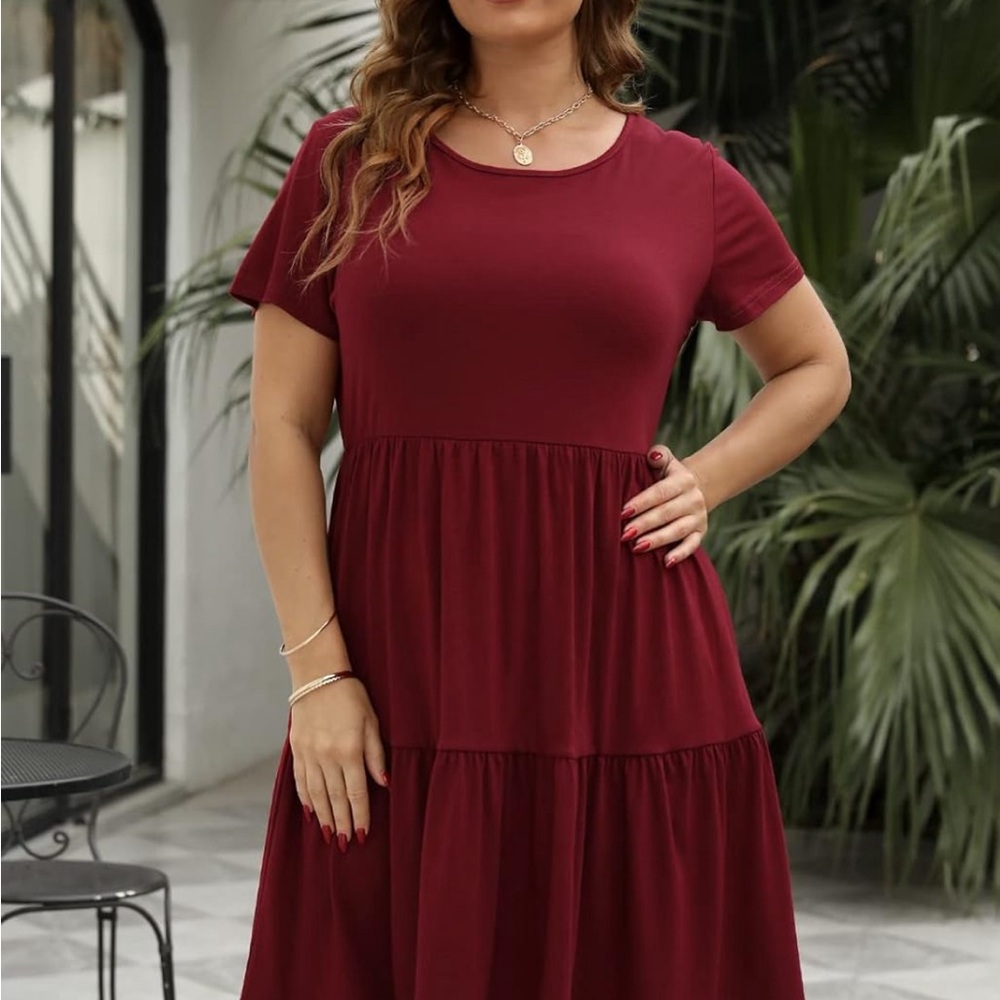 NWT Nemidor Women's Short Sleeve Plus Size Plain T-Shirt dress SZ 18 - Picture 2 of 10